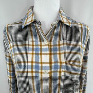 Icône Classic Casual Plaid Blouse Blue Camel - Medium